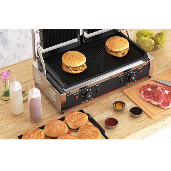 565x370x190мм Электрический контактный гриль Горячая грильная тарелка с двойной грилью