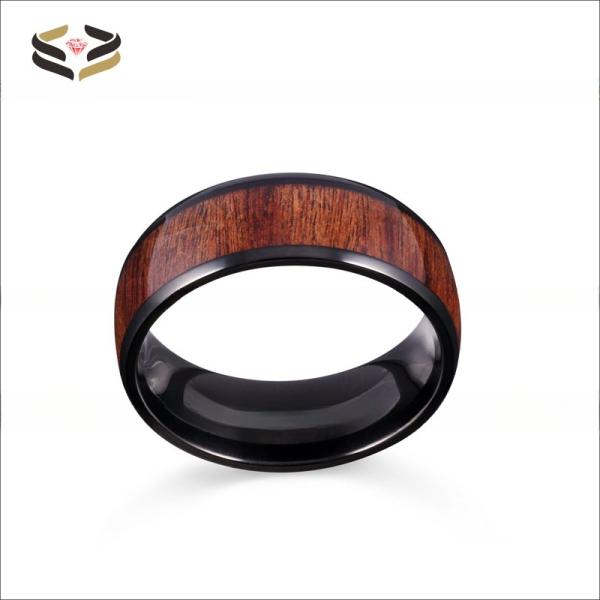 Anillos de Titanio de 8 mm de madera negra para hombres Mujeres