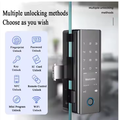 Tuya Smart Door Lock for Glass Doors with Easy Installation Fingerprint Unlock and APP Remote Control