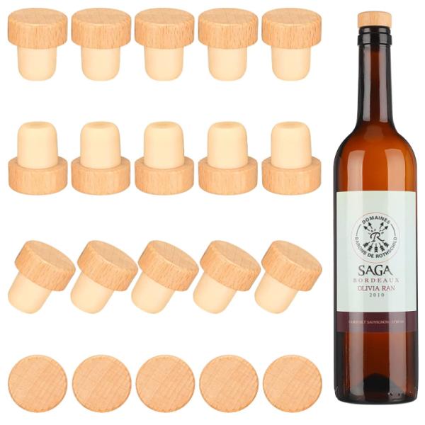 Botella de vidrio sin derrames Tapón de polímero de corcho de madera con logotipo personalizado