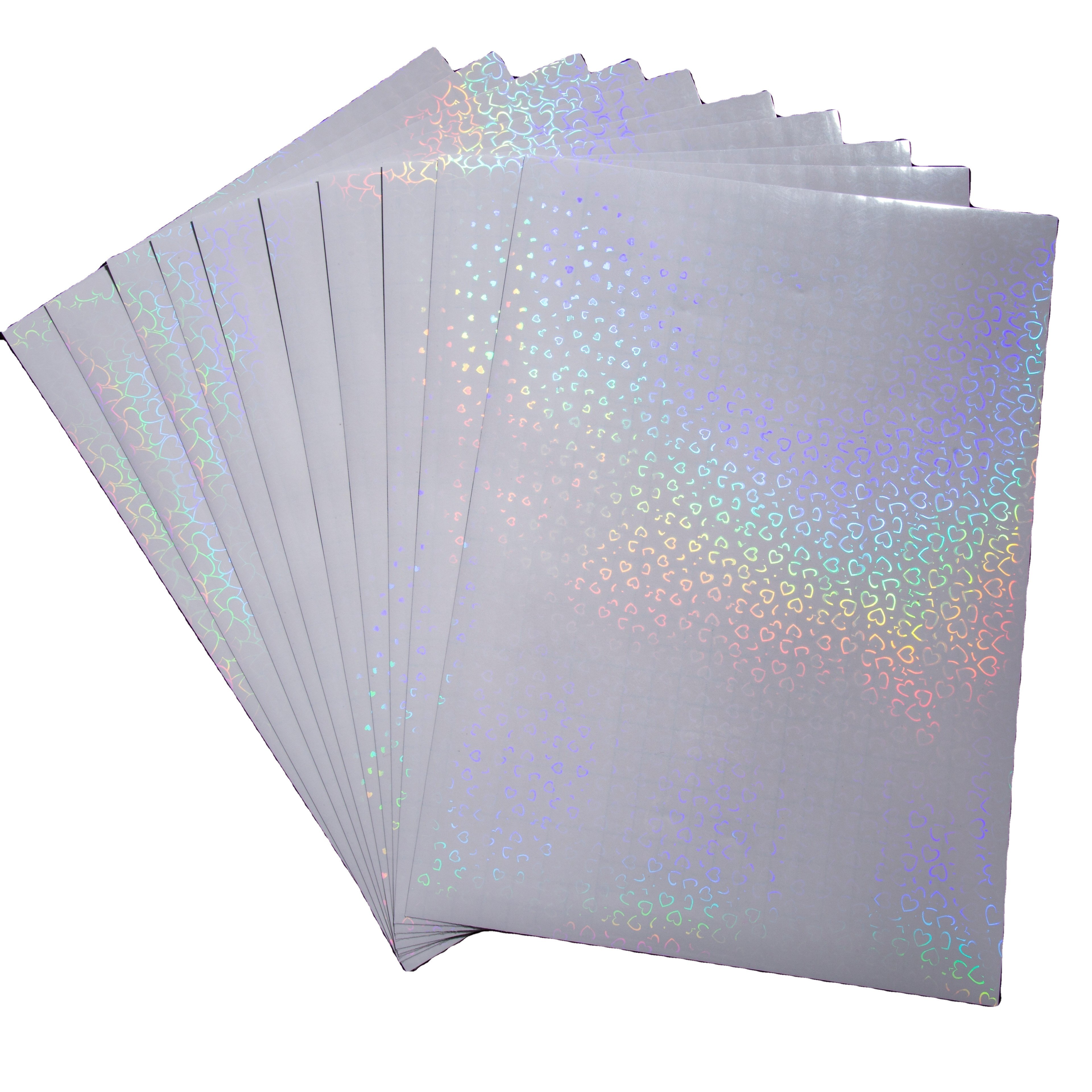 A4 Sheet Transparent PVC PP Heart Holographic Cold Lamination Film Self-Adhesive Decorative Sheet For Durable Lamination