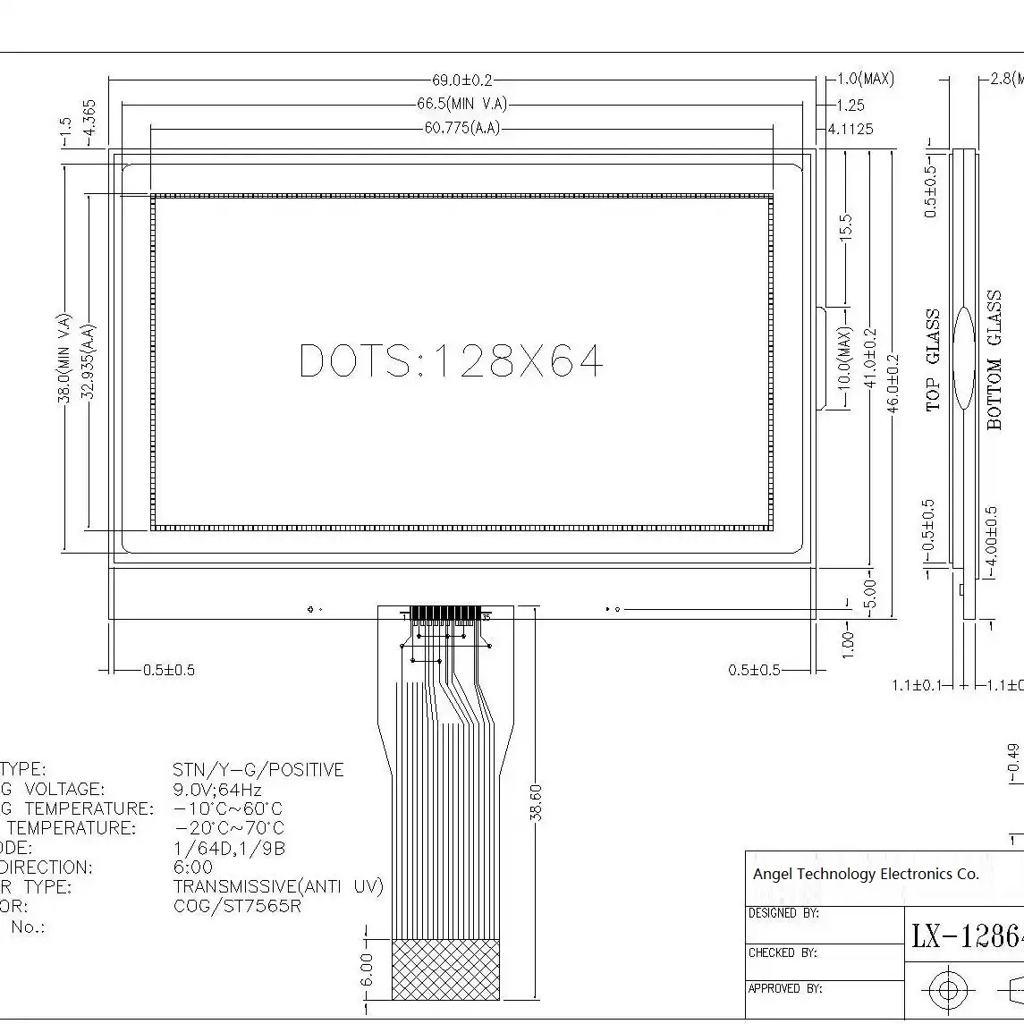LX-12864P1-V3.0 128*64 dot matrix LCD display Green or Grey in Black