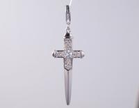 Pendant de poignard en argent sterling 925 avec des pierres de zirconium cubiques scintillantes
