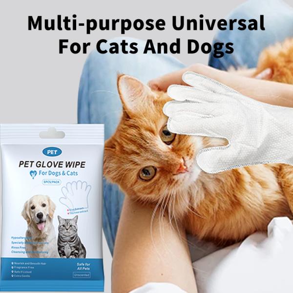Multi Purpose Hypoallergenic Gentle Pet Grooming Gloves Wipes For Dogs And Cats