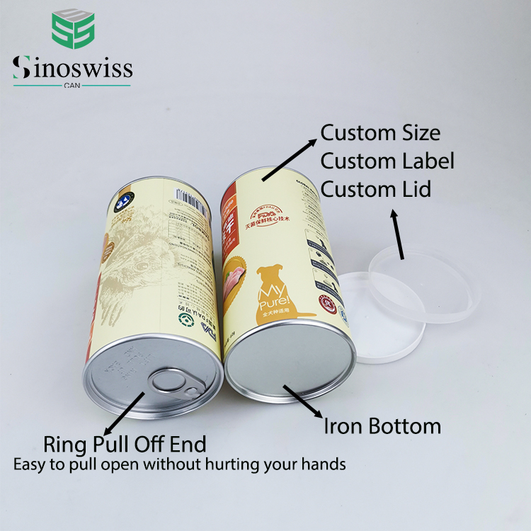 Private Label Pet Freeze Dried Food Packaging Reusable Pet Food Paper Tube Container