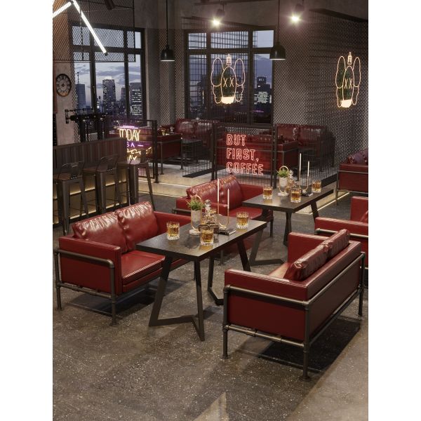 Industrial Style Metal Bar Sofa Booth Table Milk Tea Shop Barbecue Shop Cafe Chair