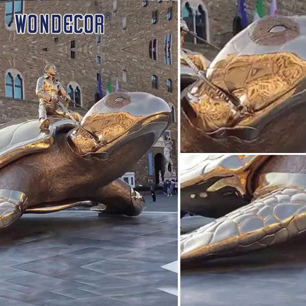 Escultura de tortuga marina de bronce de 120 cm al aire libre perfecta para exhibición de parque temático