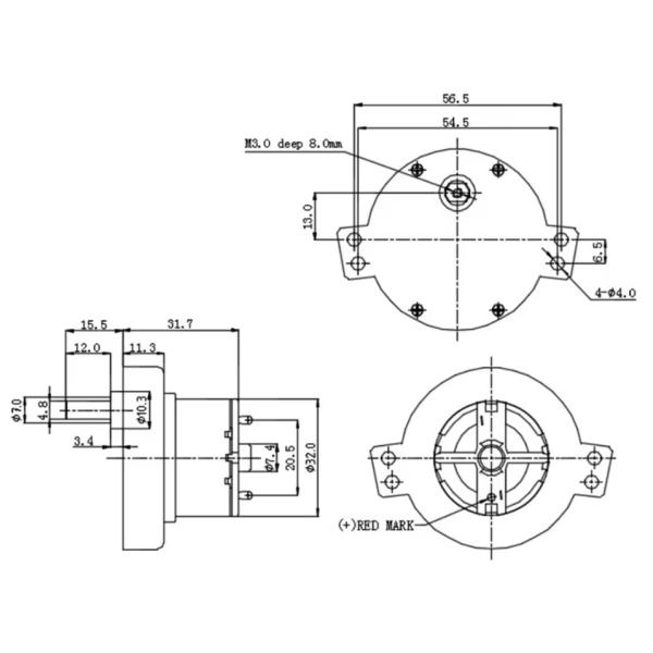 JS500 Diamètre 32 mm Rf-500 Boîte de vitesses en plastique moteur de réduction en courant continu 5V pour moteur d'alimentation pour animaux de compagnie