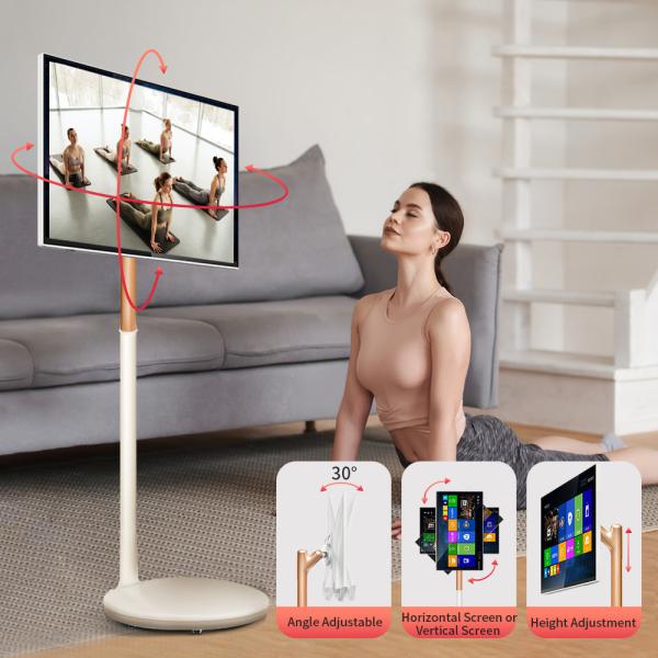 21.5 inch 8G+128G Capacitive Touch Portable TV with Wheels - 360° Swivel Touchscreen for Kitchen & Living Room, Follow Me Screen
