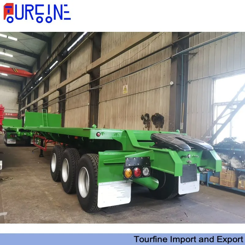 Super Link Flatbed Semi Trailer 3 Axle for 20FT and 40FT Container Transportation