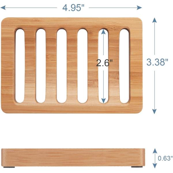 Eco Friendly Natural Wooden Soap Storage Rack Bamboo Wood Soap Dish Holder for Bathroom