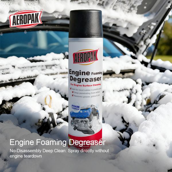 Aeropak 650ml Aerosol Foaming Engine Cleaner Spray Quick Removal Heavy Oil Stains Old Engine Unscented 3-Year Expiration