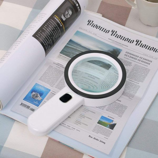 10x Light Handheld Large Magnifier Lens Magnifying Glass with Stand for Inspection