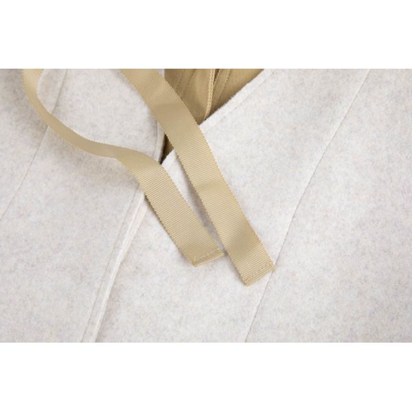 Women's Wool-Blend Long Coat with Contrast Hood and Relaxed Straight Fit in Light Oatmeal