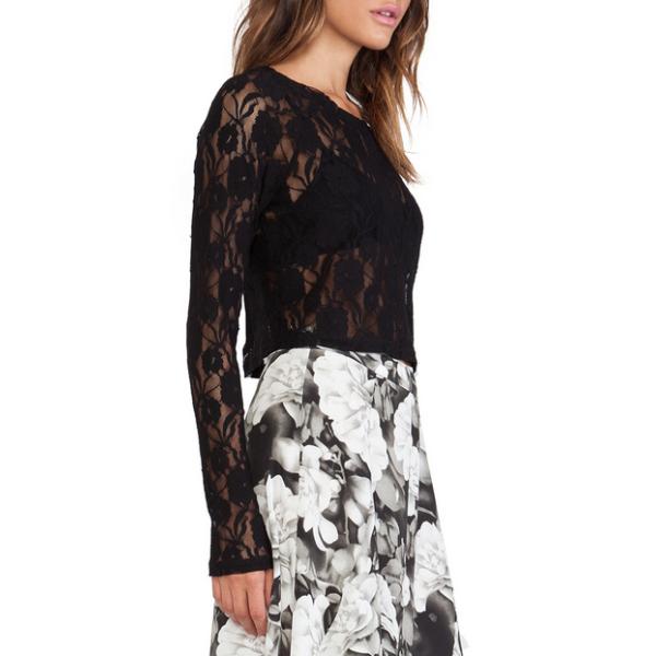 Women Long Sleeved Lace Top Blouse