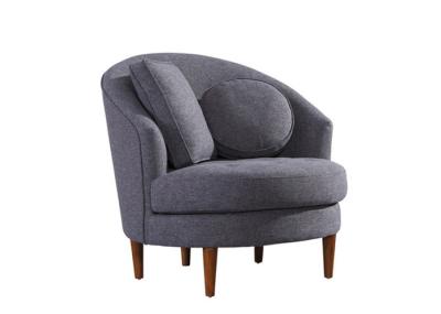 Waist Pillow Fabric Arm Chair Seat Cushion Removable Wooden Legs Grey Arm Chair