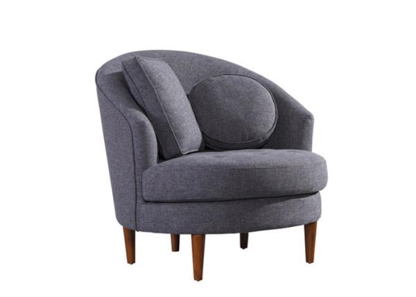 Waist Pillow Fabric Arm Chair Seat Cushion Removable Wooden Legs Grey Arm Chair