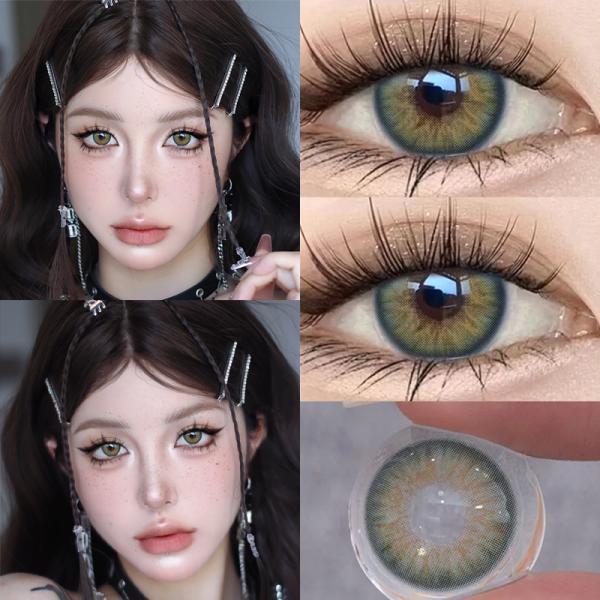 Millcreek Hybrid Kitten Green 14.2mm Diameter 0.08mm Thickness 55% Water Content Daily Disposable Colored Contact Lenses