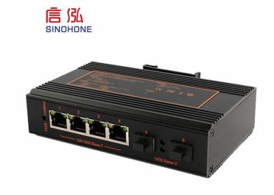 Din Rail / Wall Mount Un Managed Industrial Ethernet Switches 6 Port Long Life