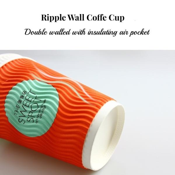 Customized Logo Printed Ripple Paper Coffee Cup 46.00cm * 37.00cm * 53.00cm Package Size