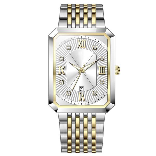 Stainless Steel Luxury Military Quartz Watch Square Metal Watches For Men