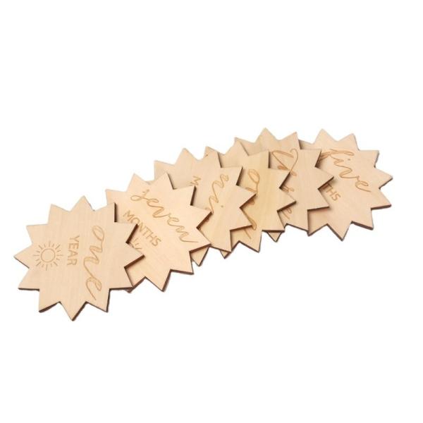 Hot Sale Newborn Wood Baby Birth Monthly Milestone Recording Markers Cards Wooden Engraved Photo Props Milestone Cards