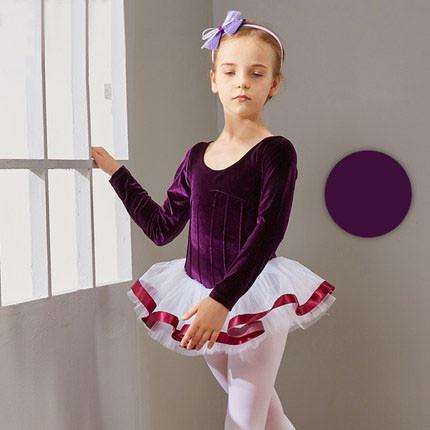 Children dance costumes girls velvet long-sleeved autumn uniforms children's ballet dance dress
