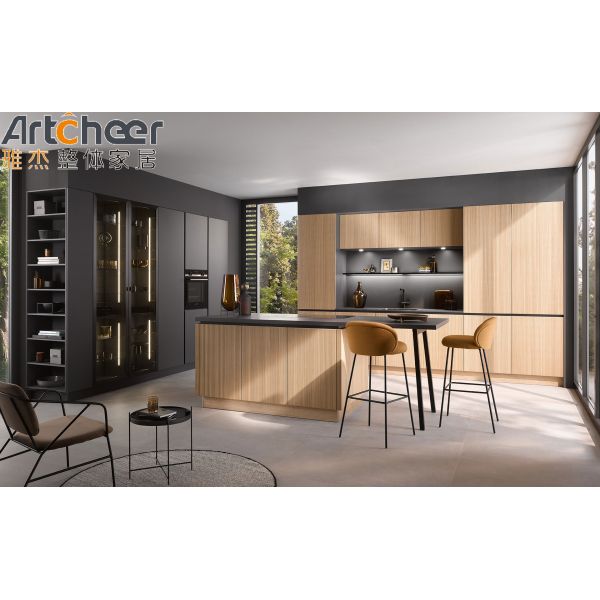 Wholesale U Shape Design Kitchen Cabinets with American Ash Wood Finish and Eco-Friendly Material