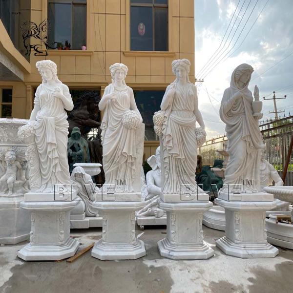 Four Seasons Marble Statues Life Size Greek Goddess Stone Sculpture White Outdoor Garden Decoration