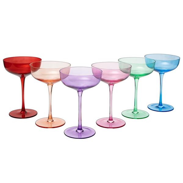 Classic Colored Cocktail Coupe Glasses Speakeasy Style For Champagne