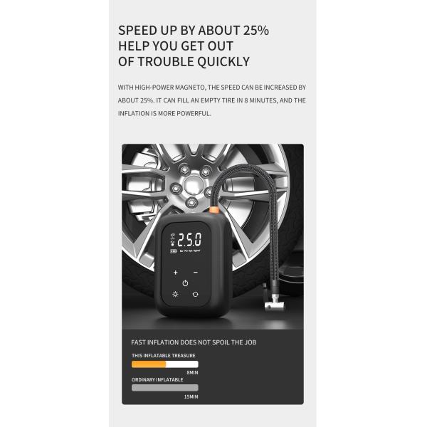Portable YANTU AM50 Cordless Digital Bike Air Pump Compressor for Car Bicycle Balls