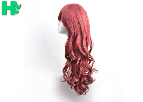 White Women 26'' Long Wavy Synthetic Hair Wigs Body Wave Side Part With Bangs