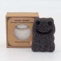 Soplo de limpiamiento los 7x3.5cm de la rana del 100% del baño de la esponja de la esponja Konjac orgánica del carbón de leña