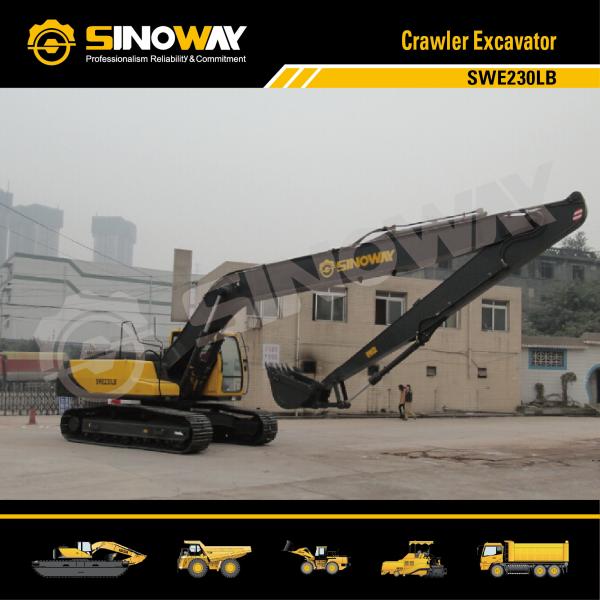 Ground Moving Equipment 24 Ton Long Reach Boom Track Excavator For Dredging