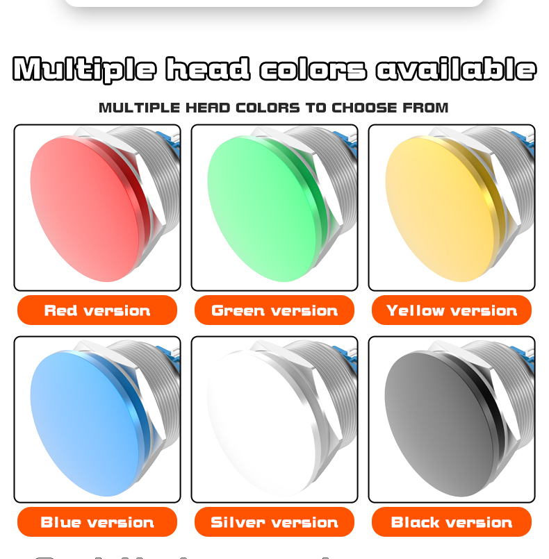 Metal mushroom head self-reset button 30mm power start switch momentary rebound reset self-lock button waterproof