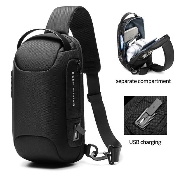 Bolsa de designers à prova d'água anti-roubo bolsa crossbody logotipo personalizado bolsas USB para homens bolsa de peito de ombro único