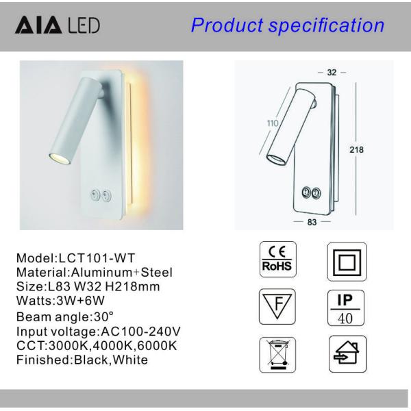 Reading Wall Lamp Reading room 3W Bedside Bedroom ambient lighting book Room Lighting hotel Fixture Sconce For villa