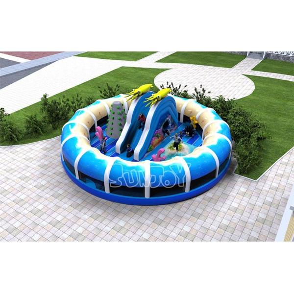 Round Sea World 0.55mm Plato Inflatable Jumping Theme Park