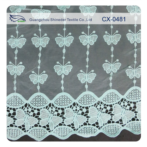 Butterfly Organza Embroidery Lace Fabric , Eco-friendly Dyeing / Normal Dyeing