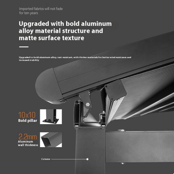 Waterproof Retractable Awning with Aluminum Frame Polyester Sail-Outdoor Patio Canopy 6m Projection Customizable Dimensions