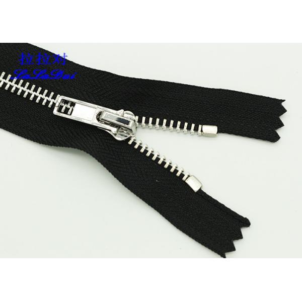 Sterling Silver Metal Open Ended Zips , Brass Ykk Type Teeth Metal Coat Zippers
