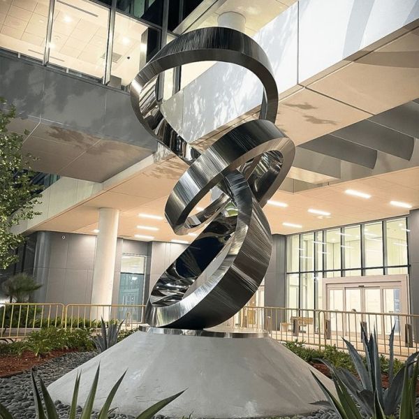 Ribbon Custom Landscape Modern Stainless Steel Statue Metal Sculpture for Home Decor Artwork