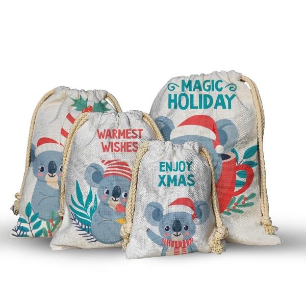 Various Sizes Linen Sublimation Drawstring Pouch Customization 20*28cm 26*32cm