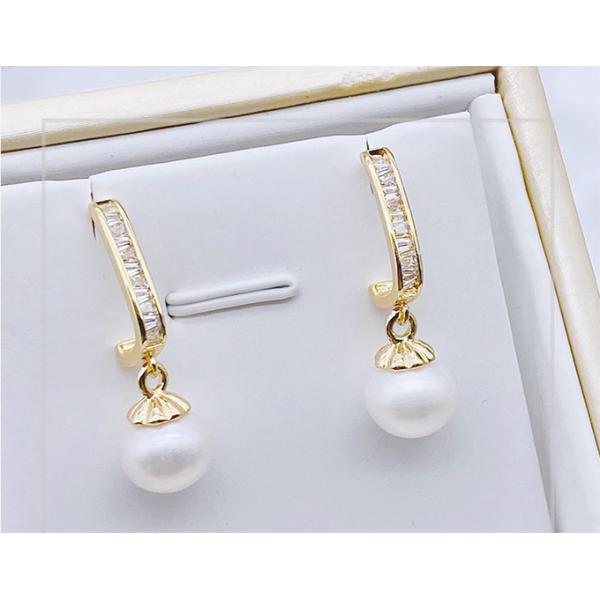 Elegant Earring for Women Gold Color with Big Round Pearl Earring Classic Jewelry Valentine's Day Gift Pearl Earring