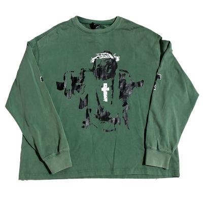 Logo imprimé sur mesure Tee graphique haut écran Streetwear imprimé Vintage T-shirts à manches longues pour hommes