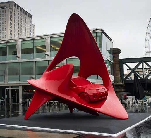 Abstract Car Sculpture with Dynamic Fluid Lines - Modern Automotive Art