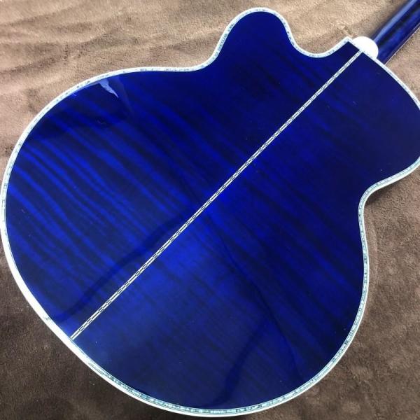 Custom 43 Inch Sky Blue Lacquered Solid Wood Polished Jumbo Flamed Maple Back Side Cutaway Acoustic Guitar