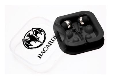 Pure Black Color Wired In Ear Earbuds ABS Material 1200MM Cord Length