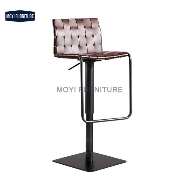 Durable Commercial Furniture Saddle Leather Bar Stool Modern Simple Style