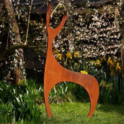 Escultura de aço contemporânea do gramado dos cervos de Rusty Metal Garden Ornaments Corten